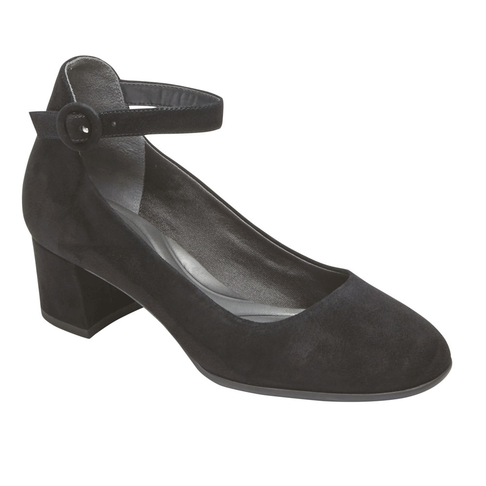 Zapatos De Tacones Rockport Mujer Mexico - Total Motion Novalie Ankle-Strap Negros - NMZDC3472